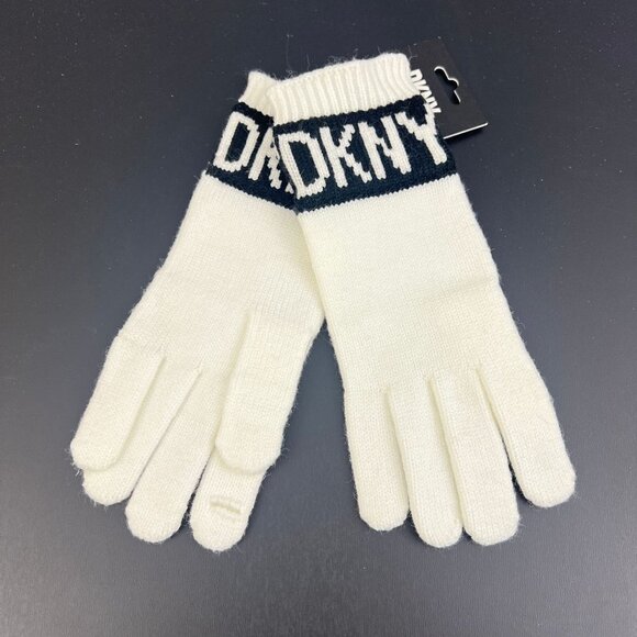 DKNY Women's Ivy Winter Gloves White Logo Gloves Size 0S Touch Screen Texting - Picture 10 of 10